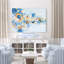 Cercles et tiges en dessin abstrait, bleu, cobalt, cyan, orange, crème, brun clair, collage-222177008