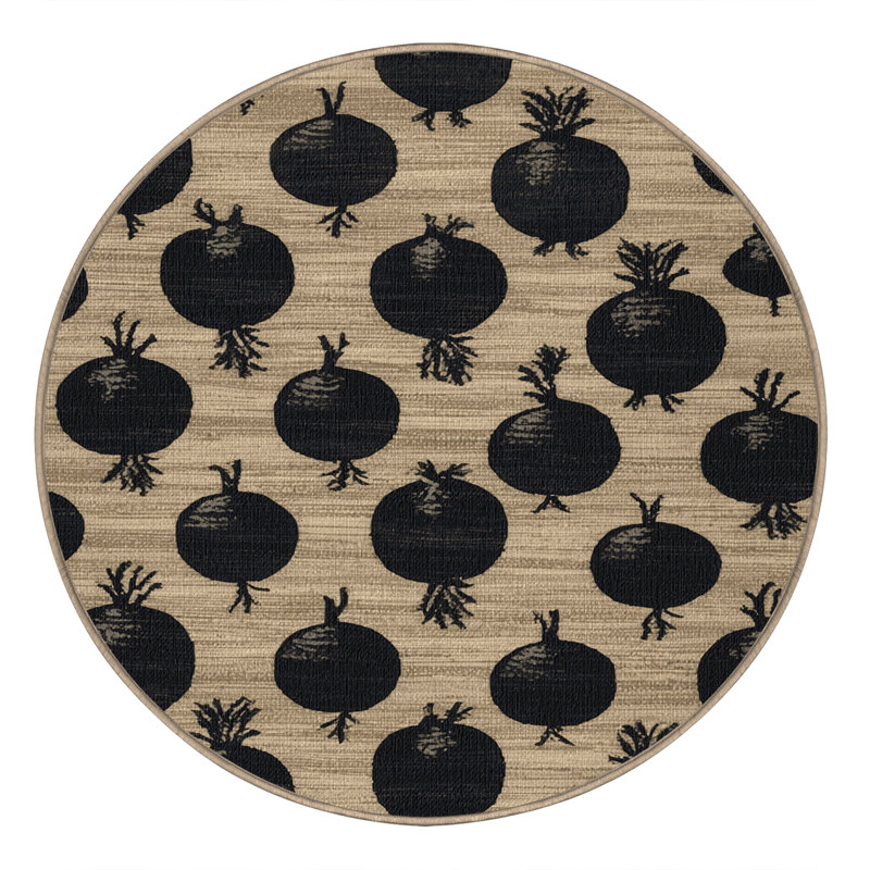  Tapis noir lavable avec légumes radis, Carré 3 pi
