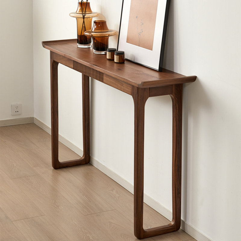 Console rectangulaire en bois massif de couleur noyer noir, H 33,46 po x L 43,31 po x l 12,6 po