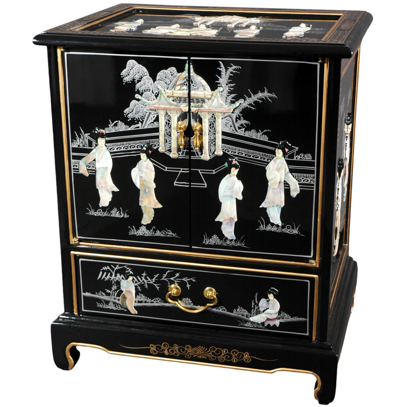 Table de bout avec rangement Diarmid, Conception en nacre de perle noire