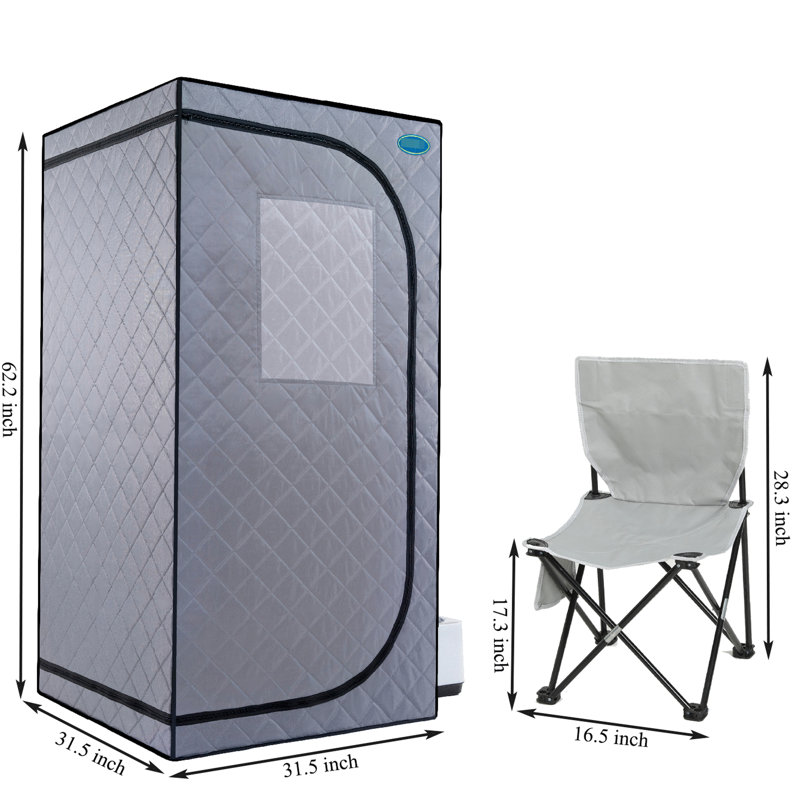 Portable Steam Grey Mini Plus - Personal Home Spa With Generator & Remote. Foldable Chair. Easy Installation. Quick Heating. Ul Accredited. Fabric. 360 Dispersion. Element. Improve Skin Smoothness