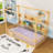 Wood Canopy Montessori Floor Bed With Shelves And Guardrails-1107524672-1107524675