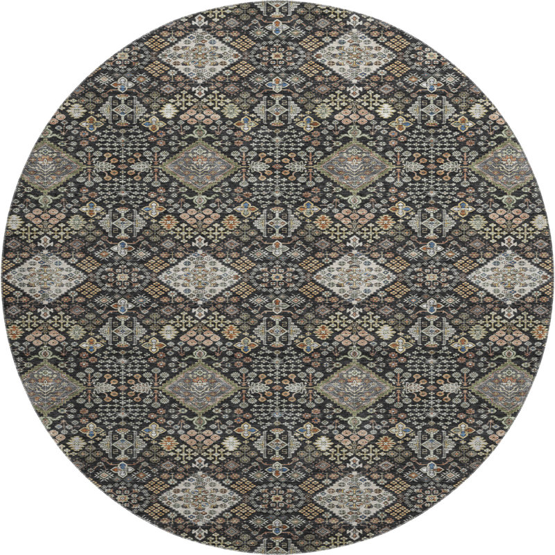 Tapis lavable à la machine de qualité supérieure Mayfield AMF2478, Black, 8' Round