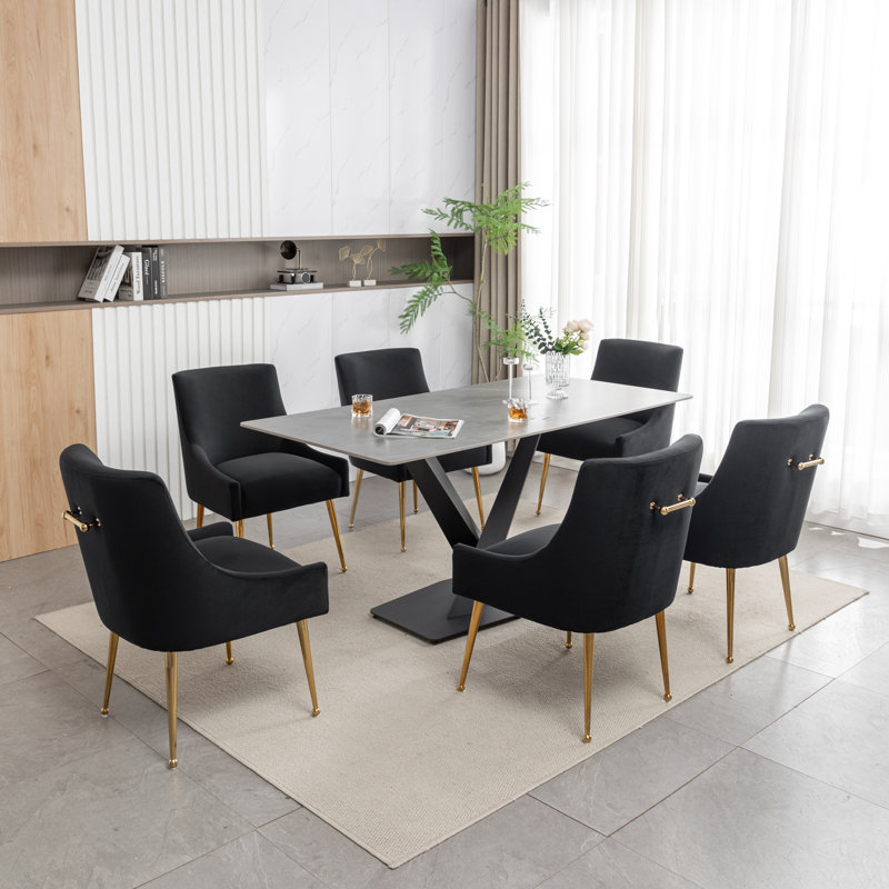 Ankitha 19.7'' H Velvet Upholstered Side Chair, Black