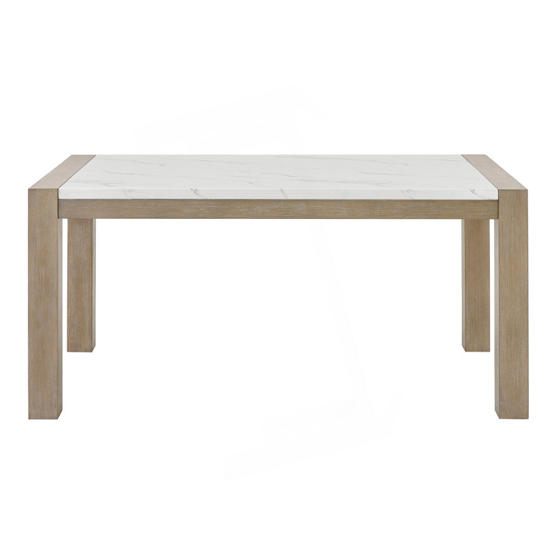 Table de salle à manger rectangulaire, H 30,05 po x L 66,05 po x l 38,05 po, Blanc / Chêne clair