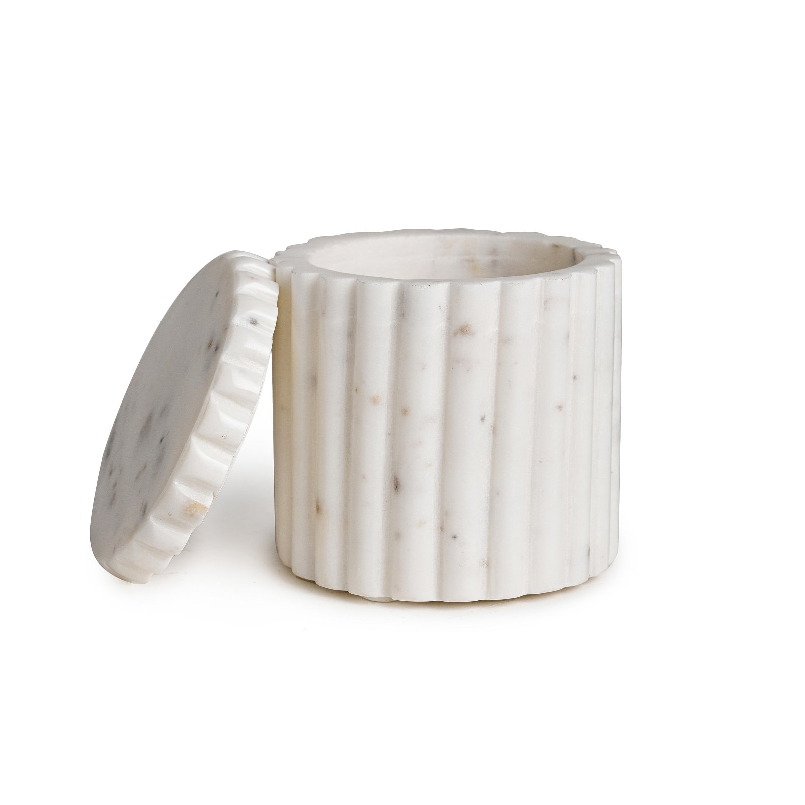Stoneware Jar, 4" H x 4" W x 4" D, White