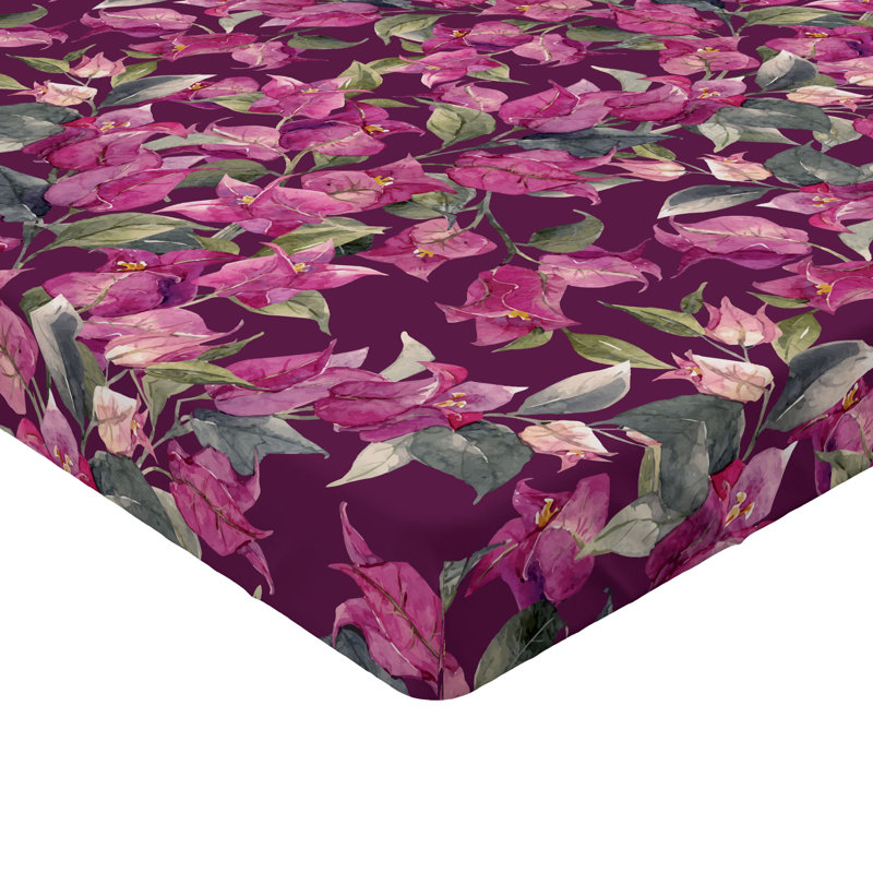 Drap-housse Ambesonne, Mauve, brun clair, rose / floral, Drap-housse de taille simple