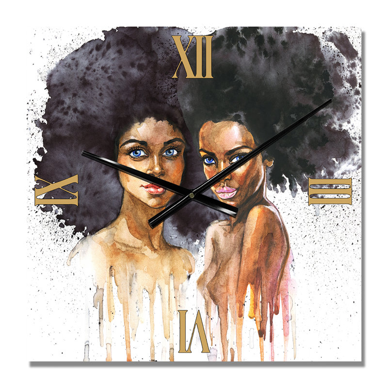 Portrait de deux femmes afro-américaines - Horloge murale moderne, Grand