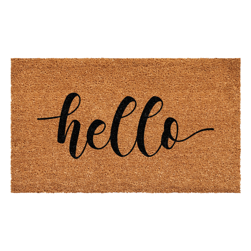 Tapis d'entrée antidérapant pour l'intérieur Hello Script, Noir, L 24 po x L 36 po
