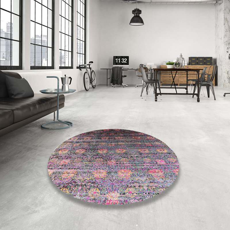 Tapis 100% Mid-Century moderne lavable à la machine 2081, Rond 8 pi