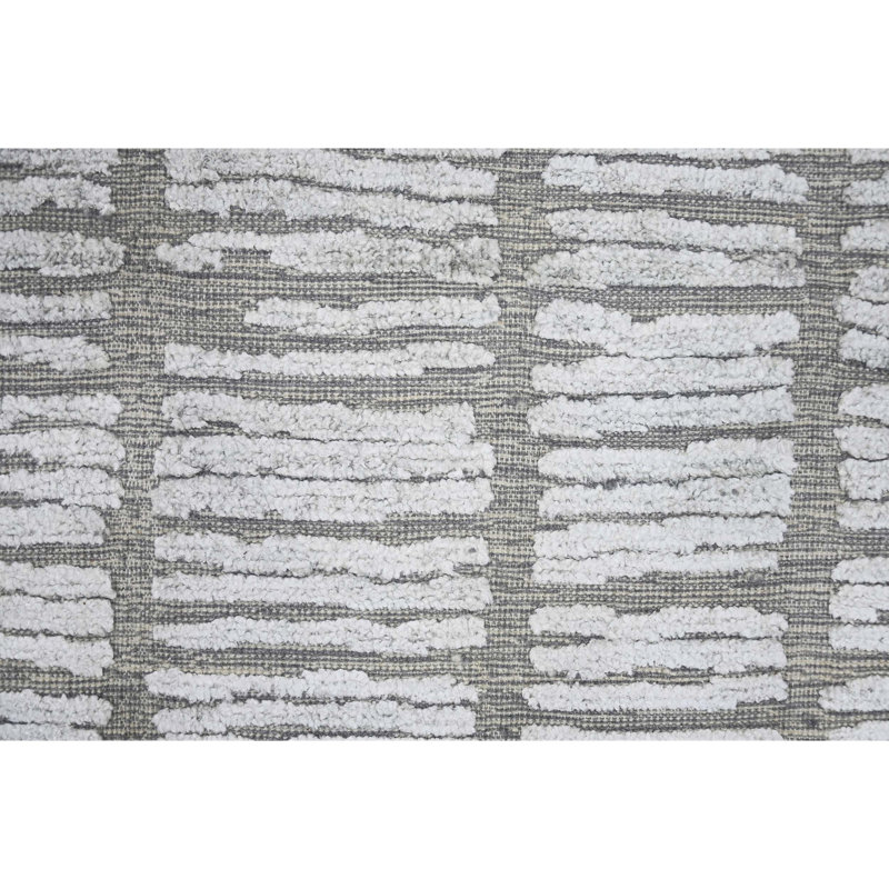Hand Woven Wool Striped Area Rug, Rectangle 6' x 9'