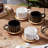 Porcelain Espresso Cup With Saucer And Metal Stand, 6 Ounce Stackable Ceramic Demitasse Espresso Mugs Cappuccino Cups Set For Latte,Coffee,Cafe Mocha,Tea(Set Of 4)