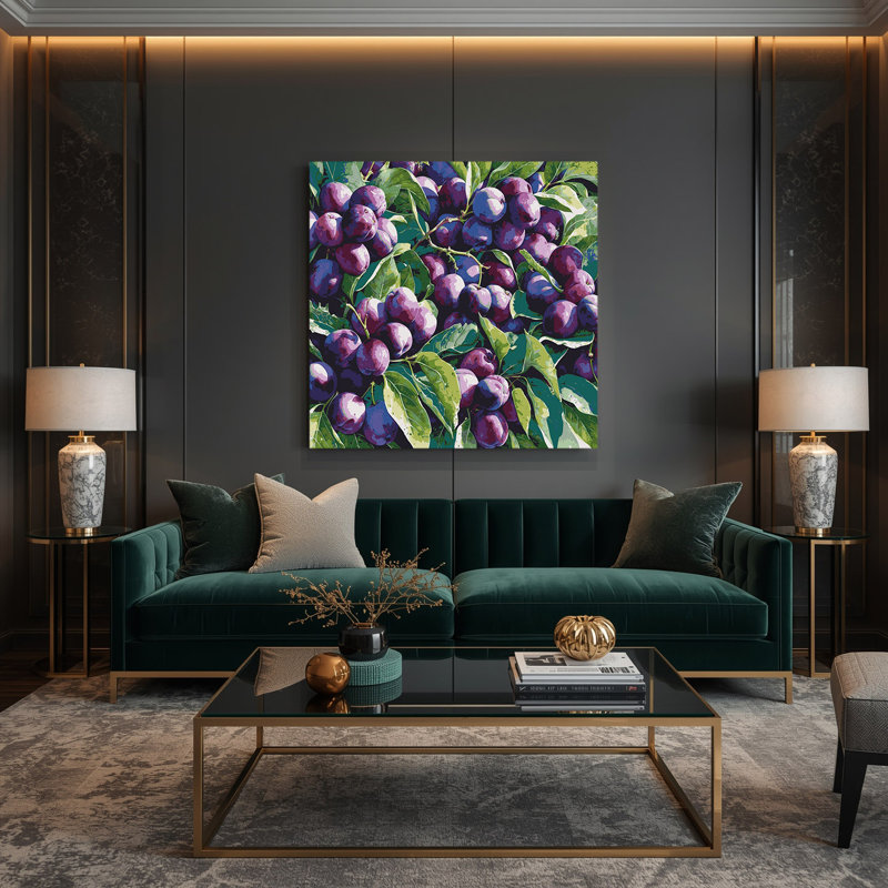 Art mural sur toile prune mauve, H 32 po x l 32 po