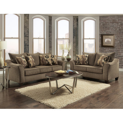 Camero Cafe Fabric Pillowback Loveseat