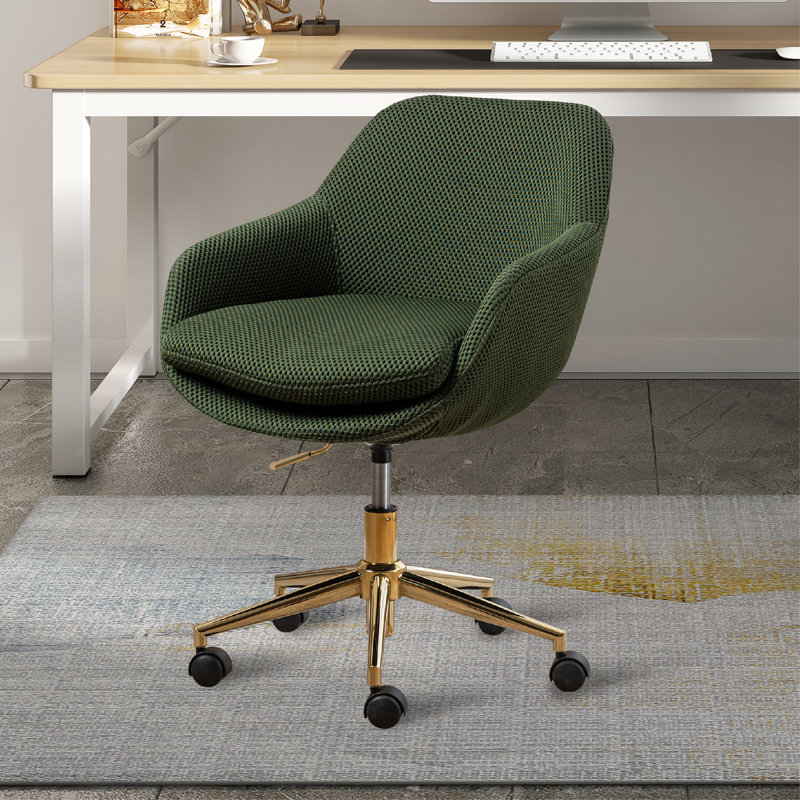 Fauteuil pivotant à 360 ° en filet pour bureau à domicile avec base en métal doré, Vert