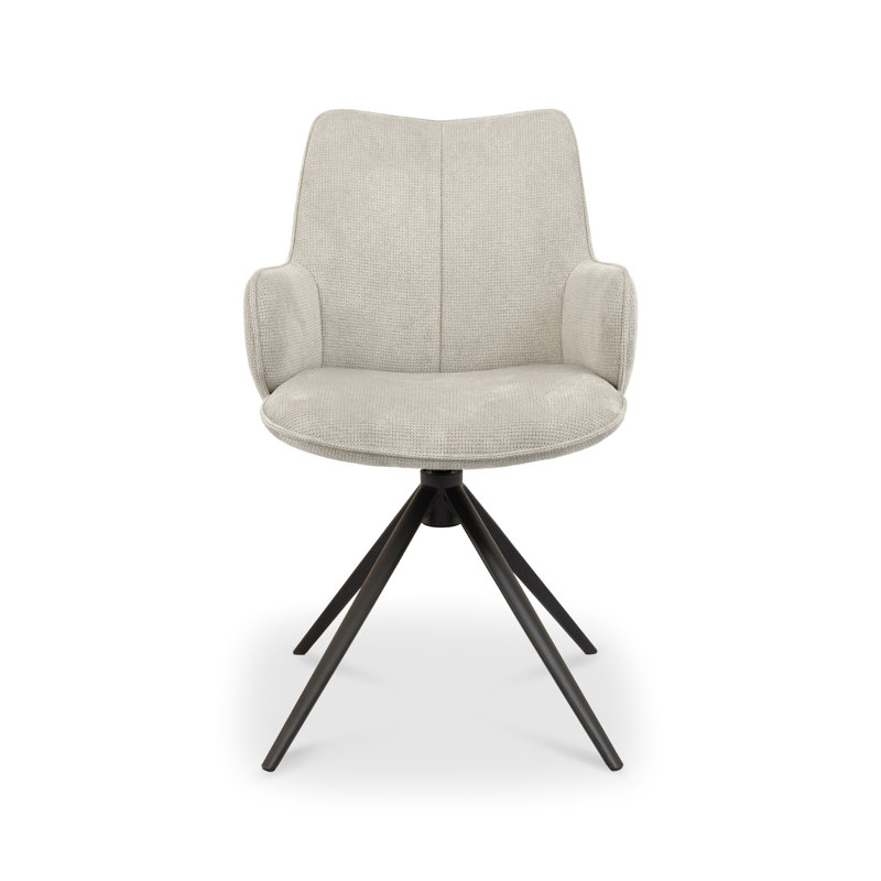Adina 360° RETURN SWIVEL CHAIR - FABRIC - BLACK SAND POWDER COATED LEGS (SINGLE), Mocha Beige