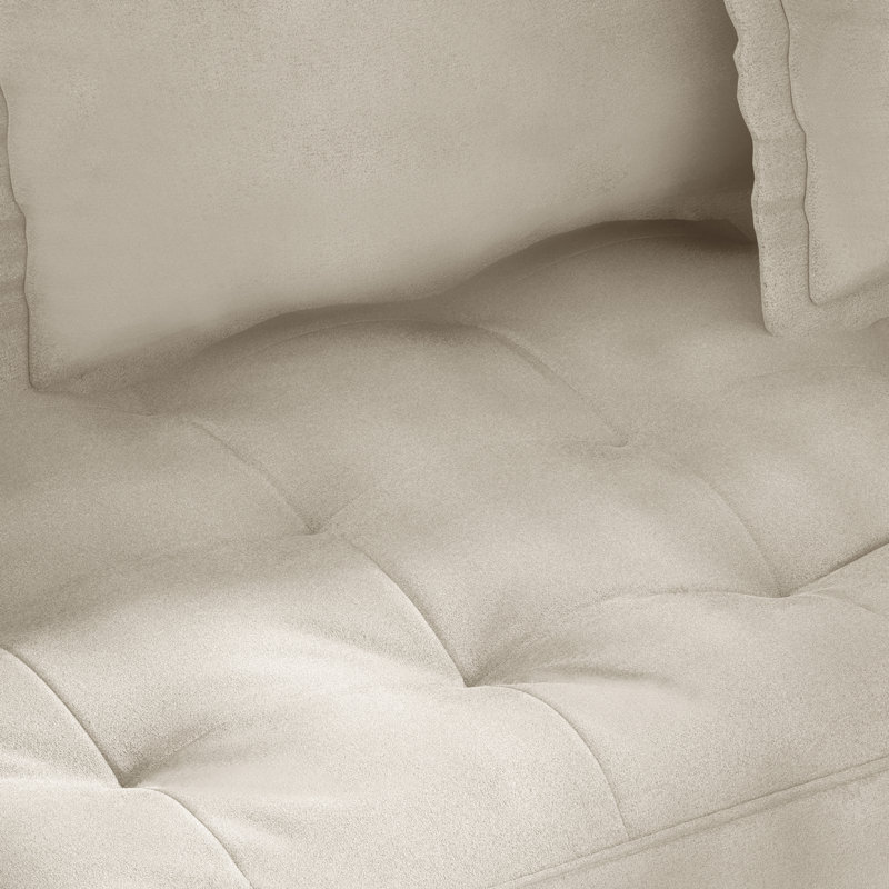 Marcelous 70" Velvet Square Arm Sofa, Beige 100% Polyester