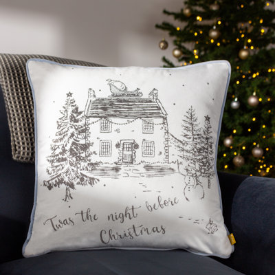 Midwinter Toile Abstract Snow Square Cushion Cover
