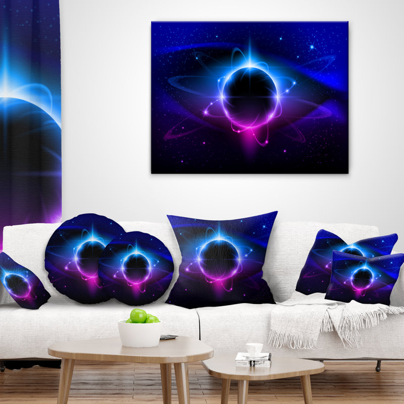 Étoile noire fractale - coussin imprimé abstrait, 16 po x 1 po, Coussin décoratif