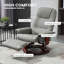  Fauteuil inclinable manuel contemporain pivotant, rembourré avec une base en bois massif, convient aux petits espaces, similicuir gris doux
