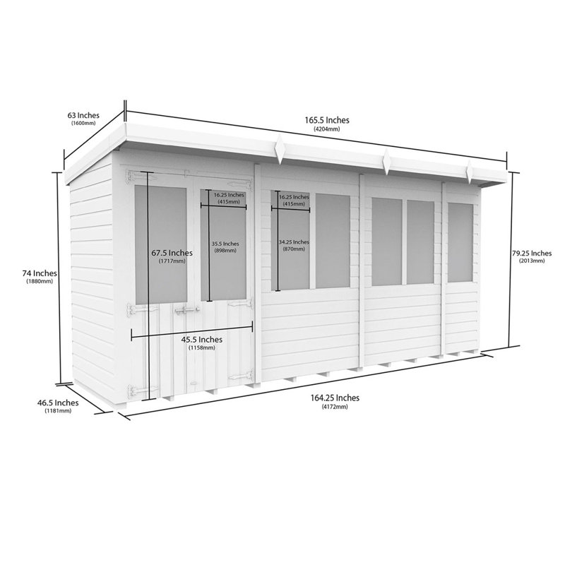 14ft x 4ft Pent Summer House