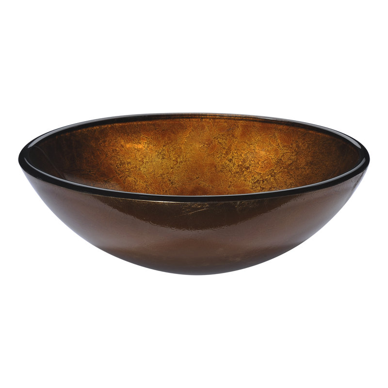 ANZZI Gardena 16.5'' Tempered Glass Circular Bathroom Sink, Amber Gold
