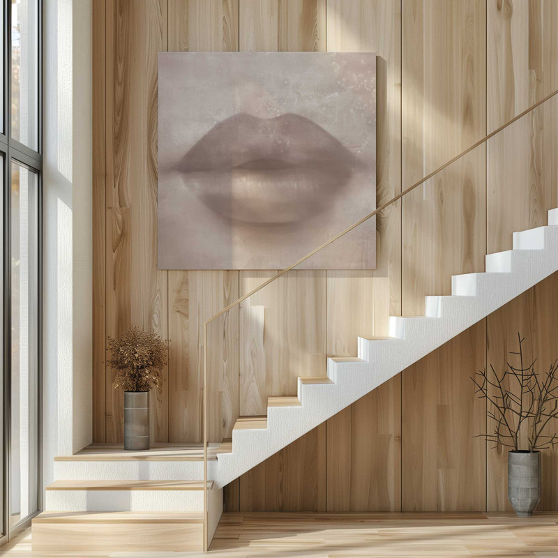 Whispered Kiss Brown, grande impression sur toile, H 48 po x l 48 po