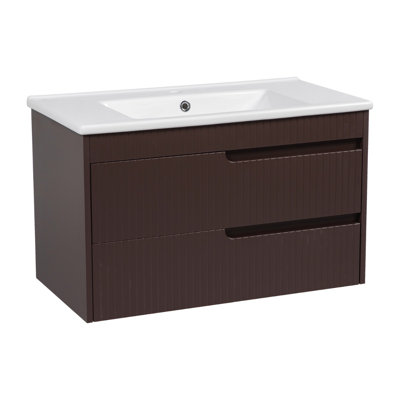 Jakki Modern Wall-Mounted Bathroom Vanity with Washbasin Judi Collection Non-Toxic Fire-Resistant MDF-32"-No Mirror