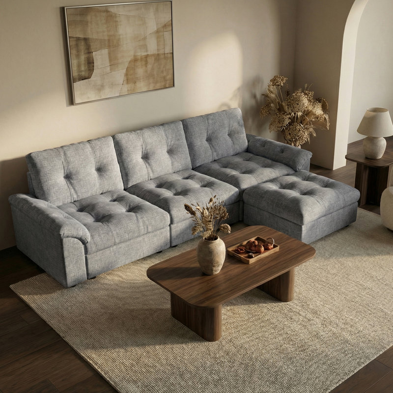 Canapé modulaire 103,5 po Cloud, Chenille gris pâle, H 38,85 po x l 103,5 po x P 56 po