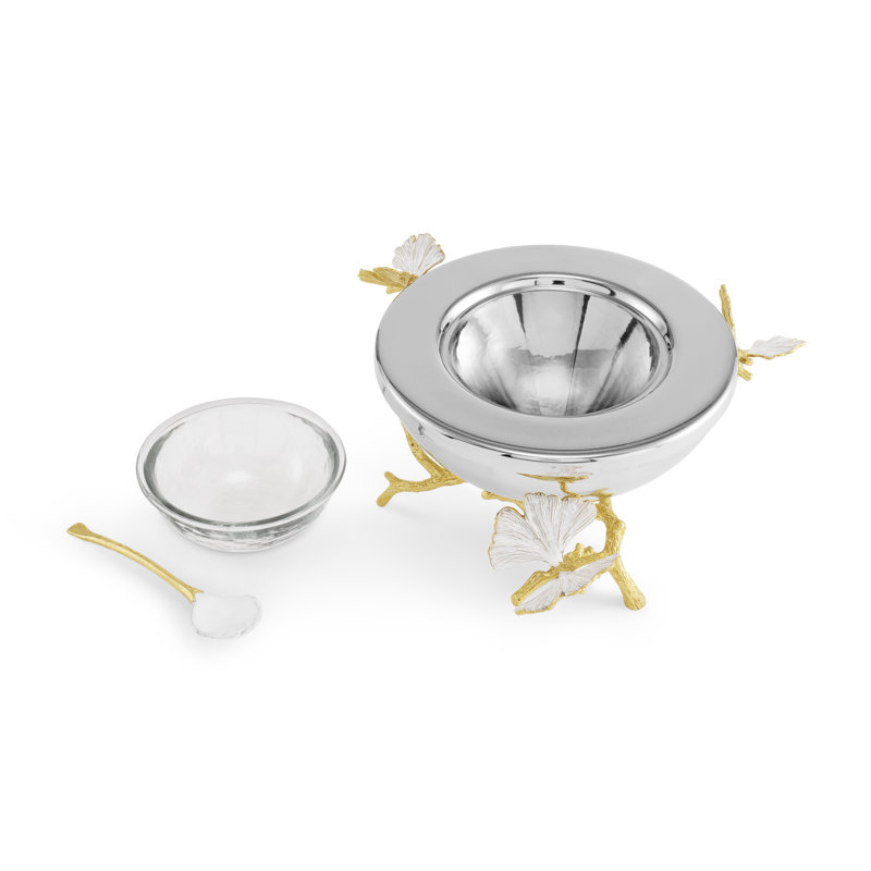 Butterfly Ginkgo Gold Caviar Dish with Spoon