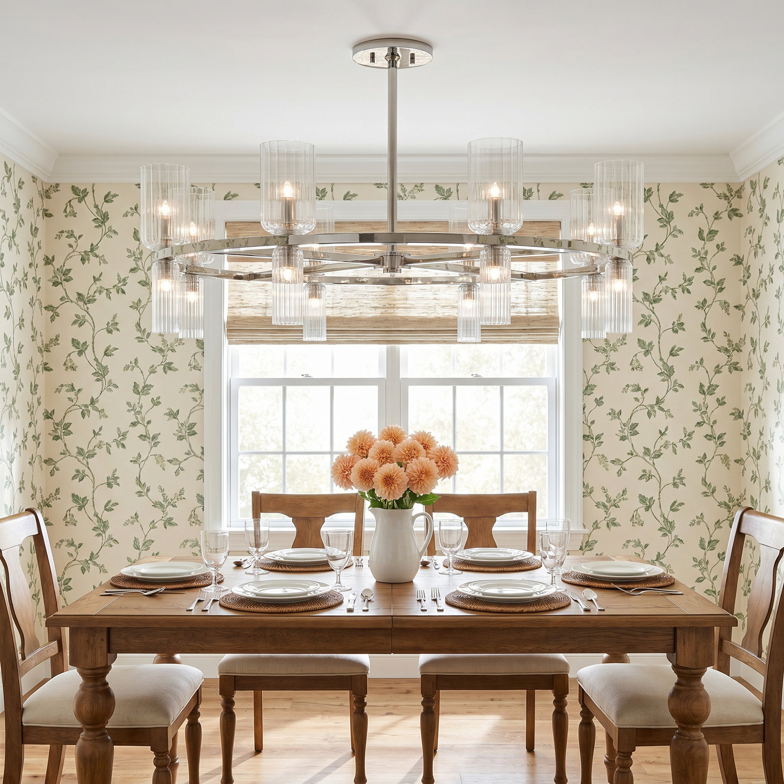 16 - Light Chandelier, Polished Nickel