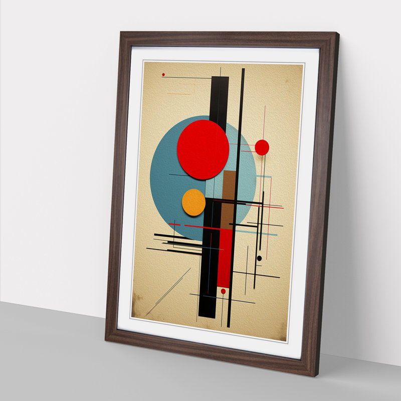 XYZ-FRM-V1223-4502 Minimalist Constructivism - Single Picture Frame Print on Wood, 34cm H x 25cm W x 2cm D, Walnut 