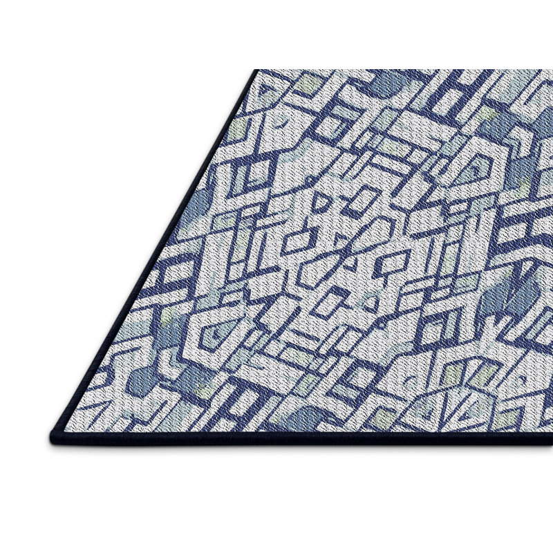 Tapis de zone bleue à motifs, Rectangle 5 pi x 7 pi