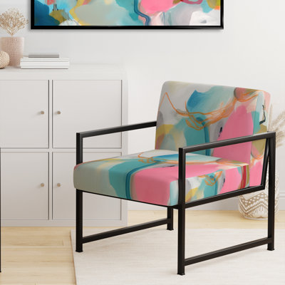 Chaise d'appoint rembourrée rose et bleu Minimalims Fludity II