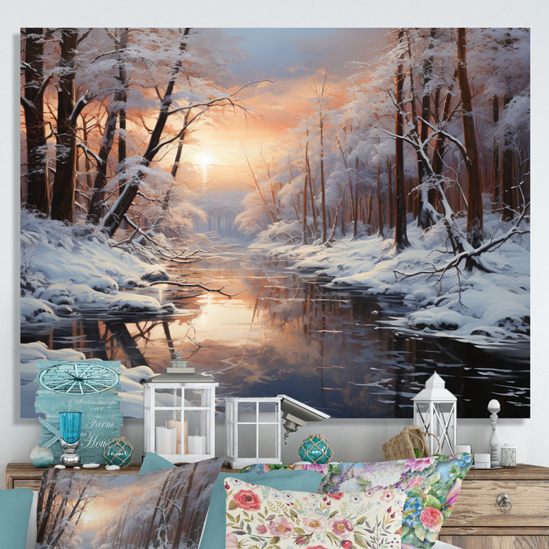 Frozen Wilderness Winter Landscape I - Art mural paysage d'hiver, H 30 po x l 40 po x P 1,5 po, Toile tendue