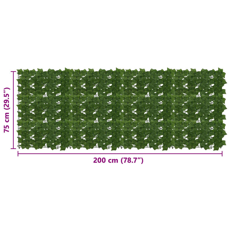 Vidaxl Balcony Screen With Leaves Garden Sunshade Dark Green/Green Multi Sizes, 200cm W x 75cm D