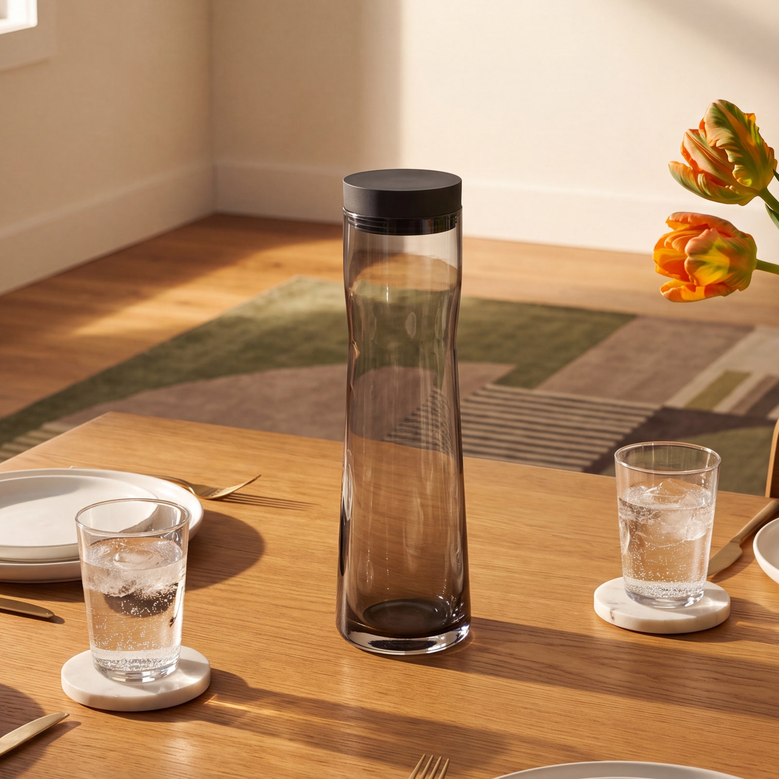 blomus Splash Smoked Glass Water Carafe, Dark Gray