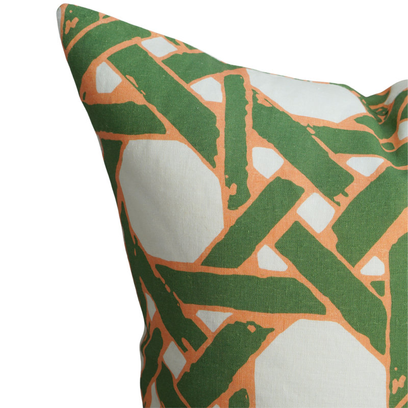 Cane Back in Ocean Moss Linen Pillow Cover, 24" H x 24" W