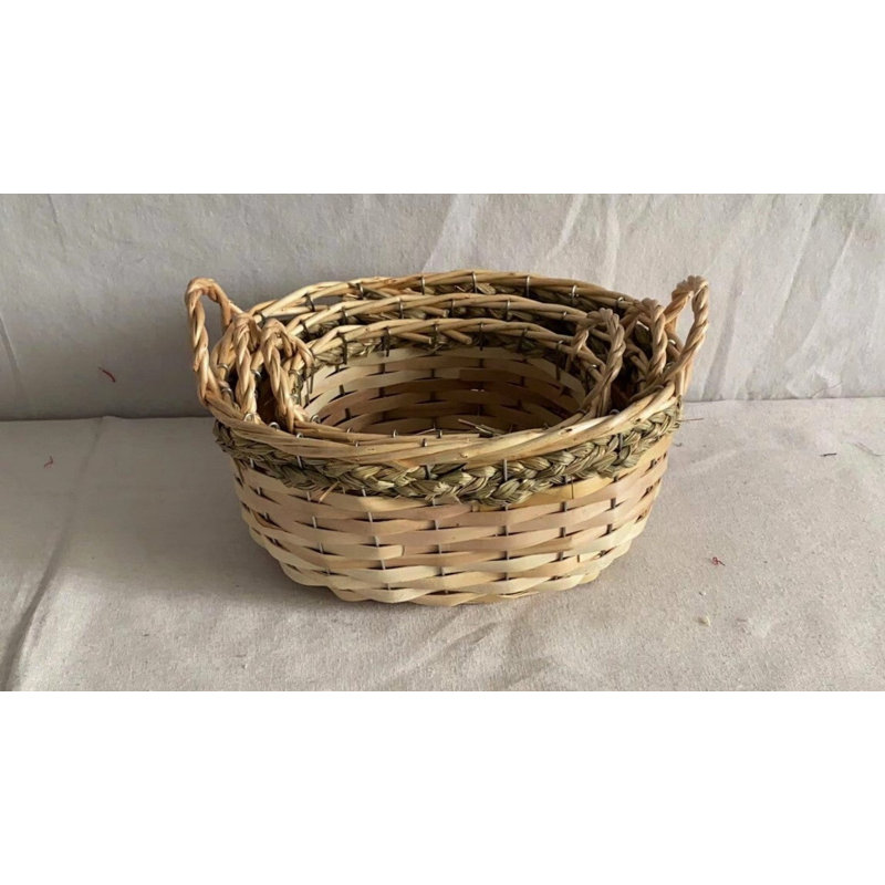 Set Of 3 Oval Handled Baskets