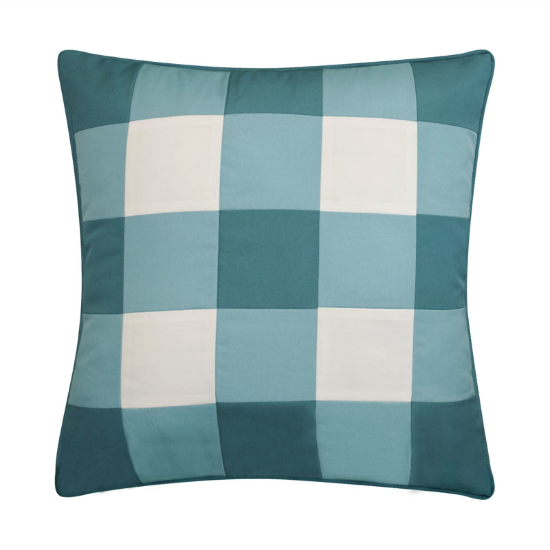 Edie@Home Gingham Outdoor Reversible Throw Pillow, Turquoise