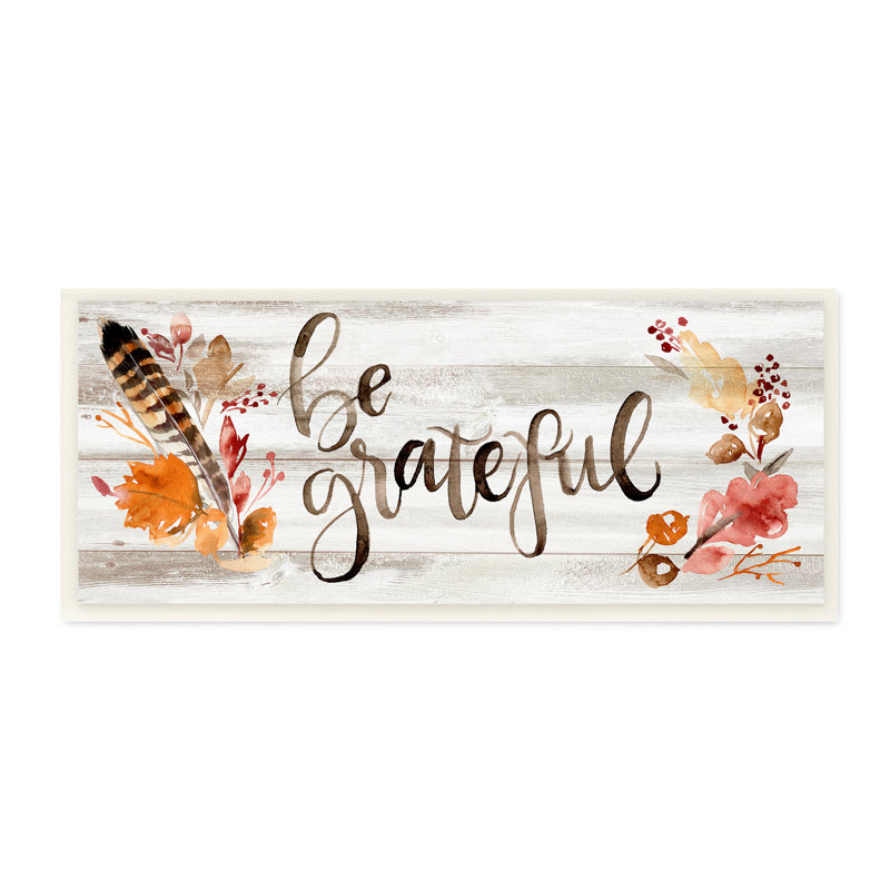 Be Be Grateful Boho Calligraphy, Sans cadre, H 7 po x l 17 po x P 0,5 po