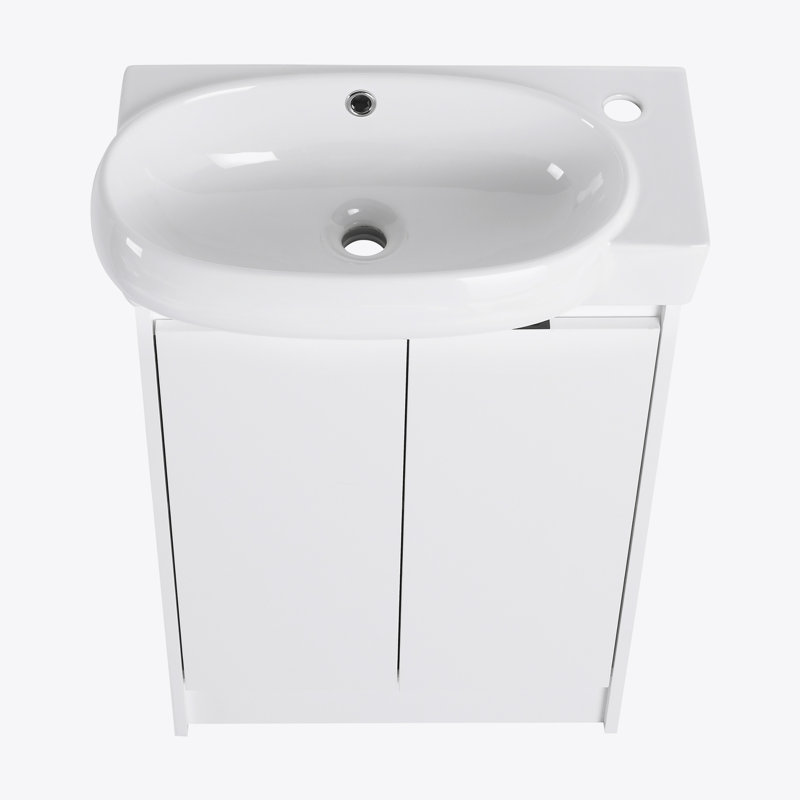 Meuble-lavabo autoportant de 23 po avec lavabo et portes à fermeture douce, Blanc