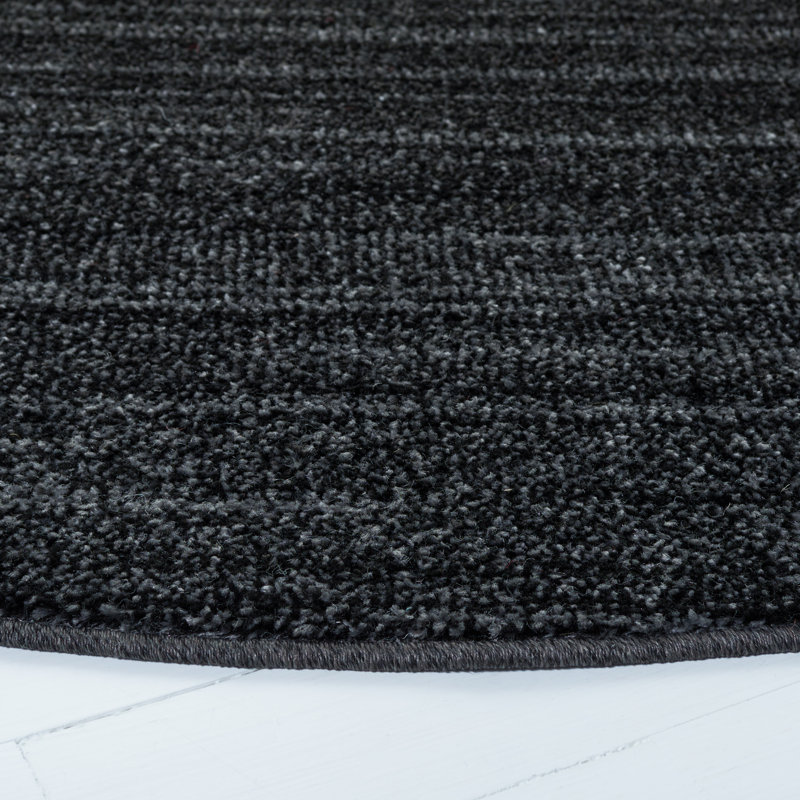 Sarang Black/Ivory Area Rug, Round 8'