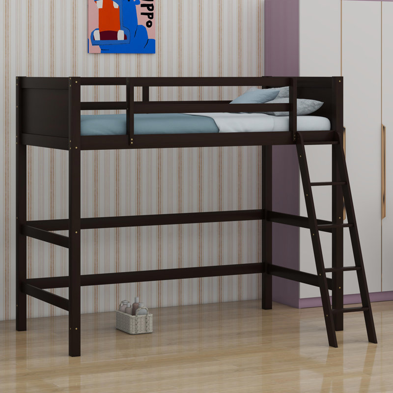 Lit mezzanine en bois avec échelle, Espresso