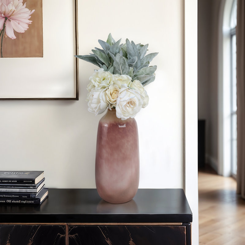 Latitude Run® Large Mauve Glass Vase, 15" H x 6" W x 6" D