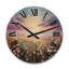 Horloge murale surdimensionnée en bois rose avec fleurs sauvages et champs de sérénité-654534324