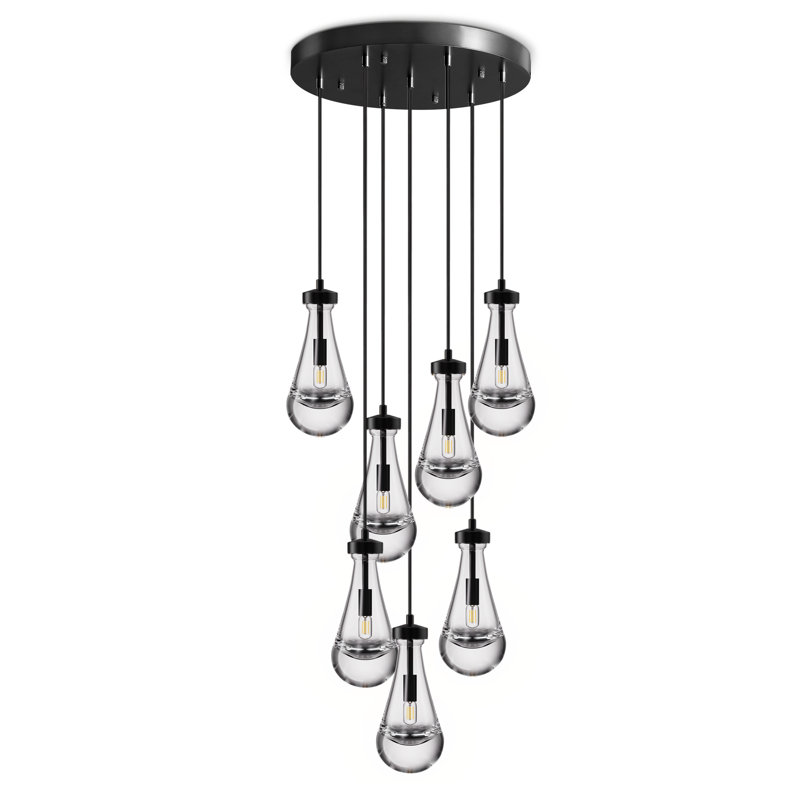 Luminaire suspendu 7 lumières Raindrop, Noir mat