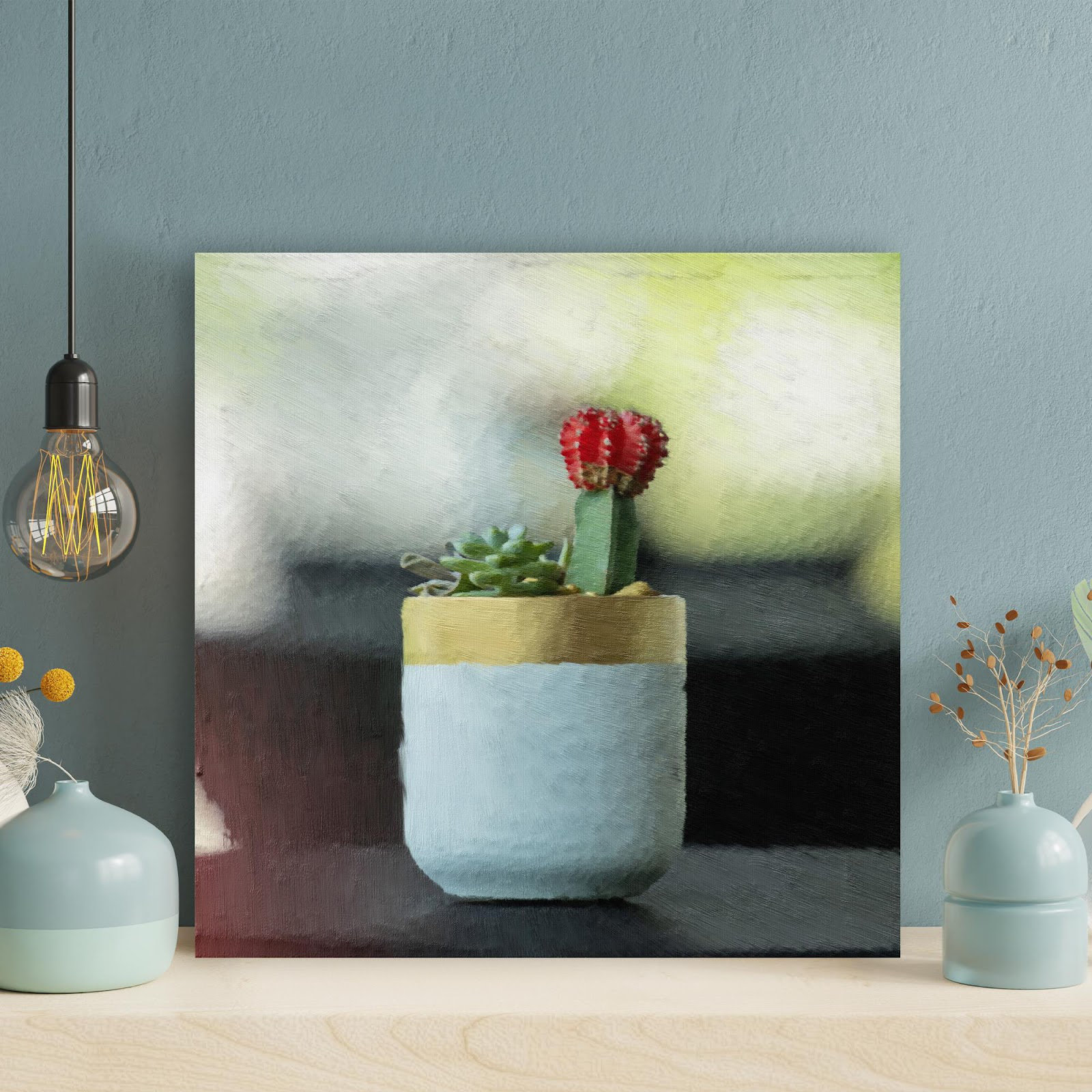 Dakota Fields Red And Green Flower In White Ceramic Vase - 1 Pie Red And  Green Flower In White Ceramic Vase On Canvas Painting | Wayfair