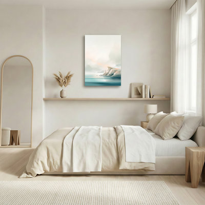 «Pastel Rocky Cliff Over Teal Water», art mural