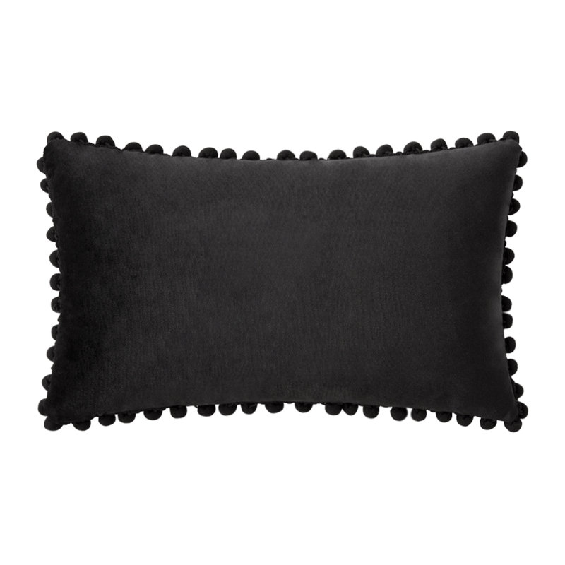 Velvet Throw Pillow Cover, 14" x 20", Black, Polyester